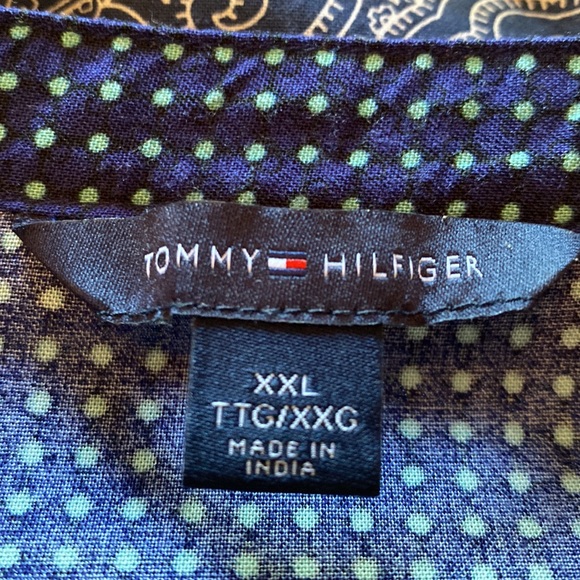Tommy Hilfiger Long Sleeve Blouse Size XXL. Dark Blue/teal polka dot print. - Picture 8 of 9